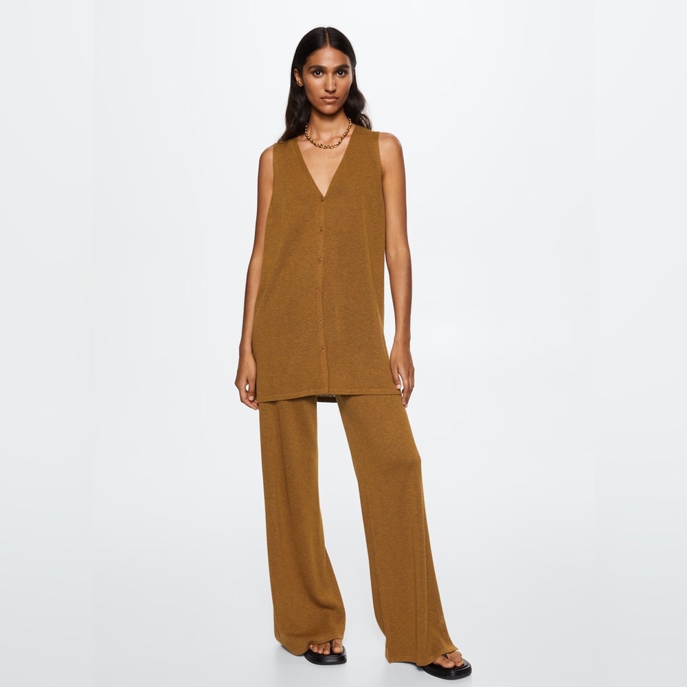 Mango Brown Sleeveless Cardigan